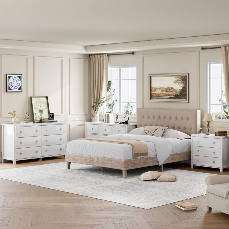 3/6/7 Drawer Tall Dresser for Bedroom, Modern Freestanding Wood Storage Chest of Drawers