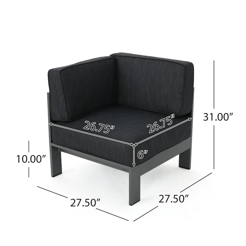Cape Coral Aluminum Outdoor Sectional Sofa Set with Fire Table by Christopher Knight Home