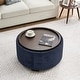 preview thumbnail 20 of 71, Huimo Modern round wooden tray Ottoman with Storage Dark Blue