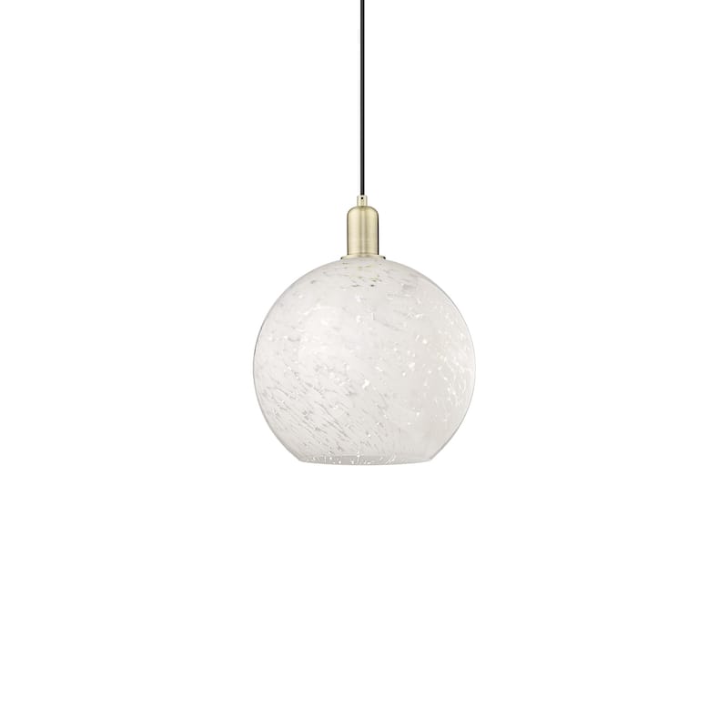 Innovations Lighting 716-1P-15-12 White Mouchette Pendant White - Antique Brass / White Mouchette