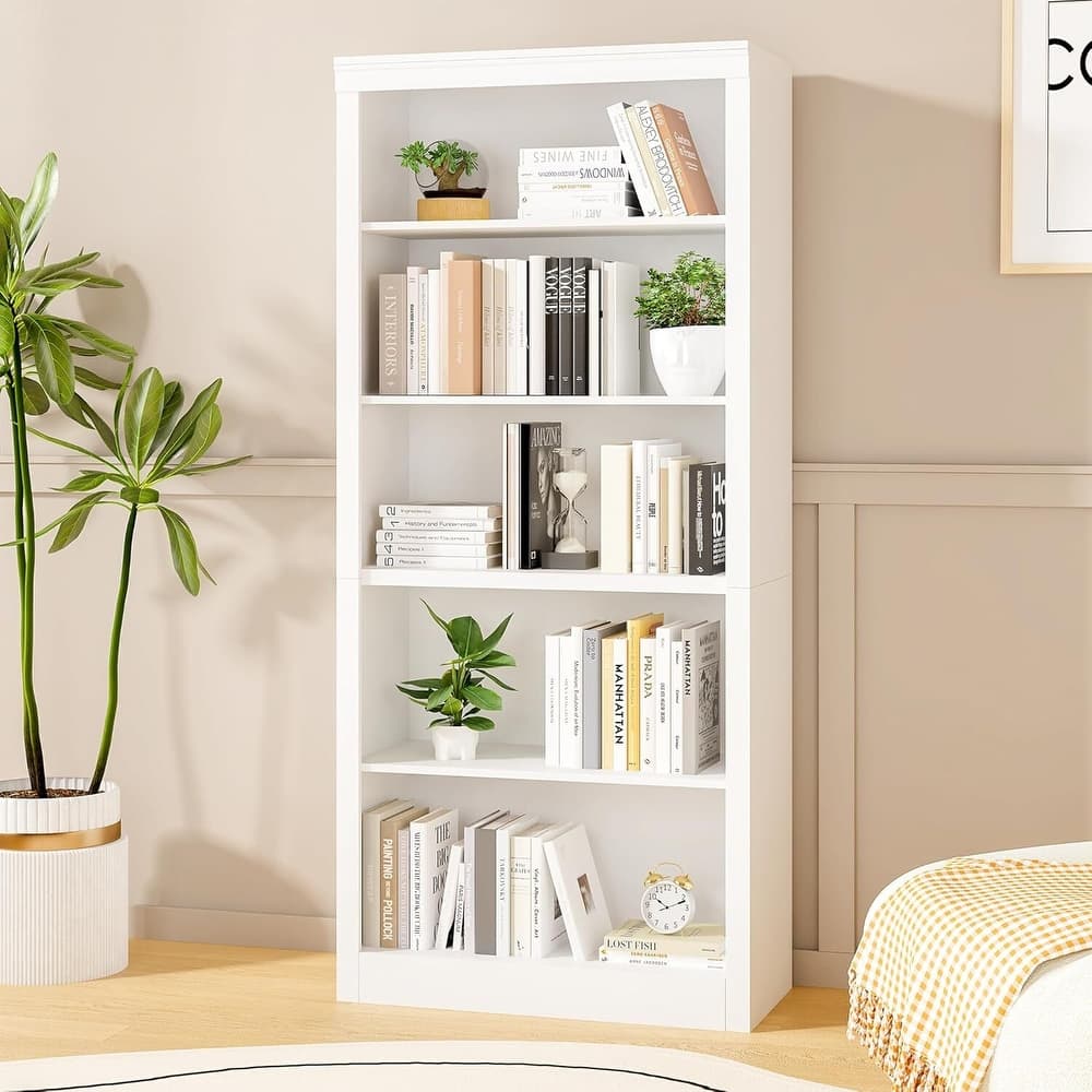 71 in 5 Tiers Tall Bookcase, Floor Standing Display Shelves for Bedroom - N/A