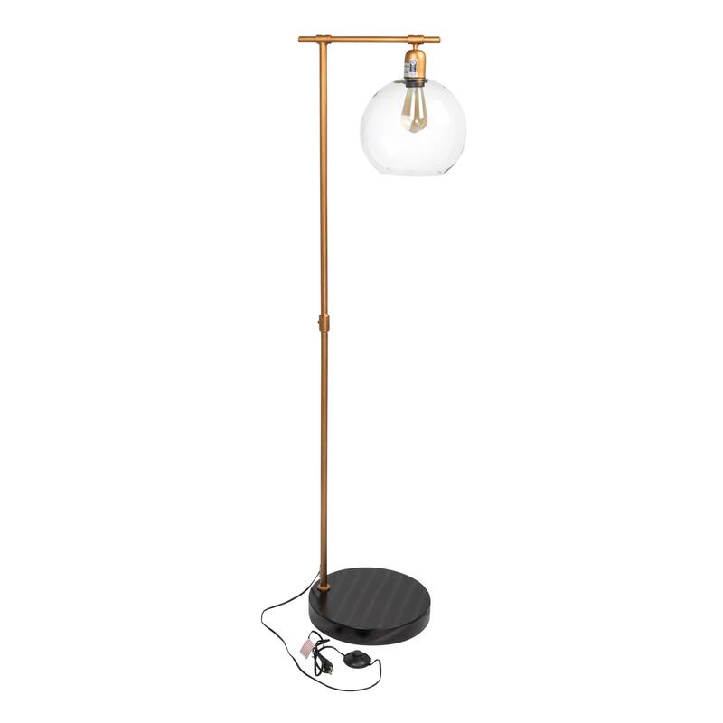 Metal Floor Lamp with Glass Globe Shade