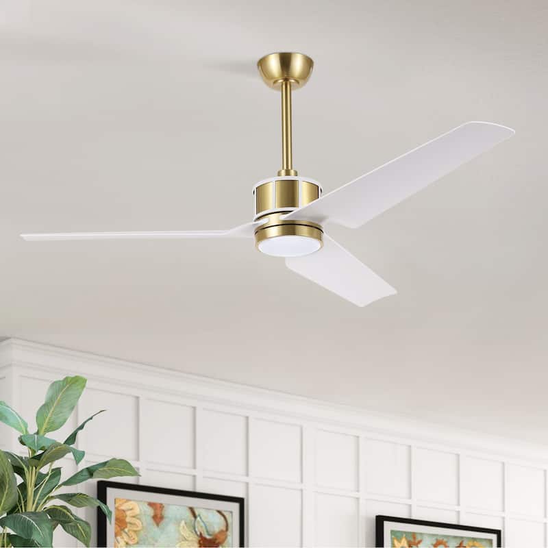 52" Reversible 3-Blade Smart LED Ceiling Fan with Remote Control and Light Kit