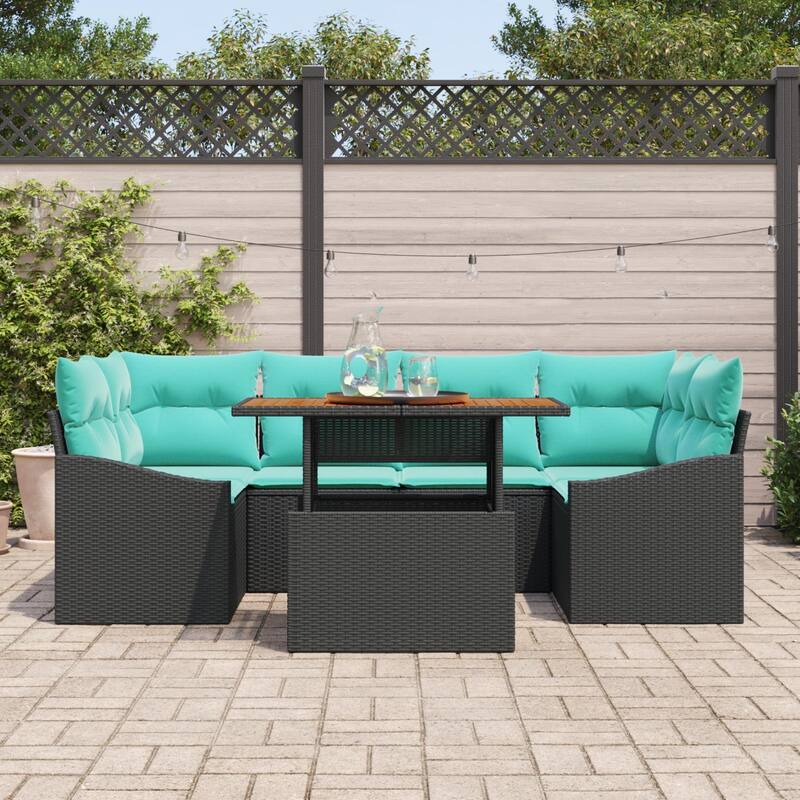 vidaXL 7 Piece Garden Sofa Set with Cushions - 92.1×48.6×27.2