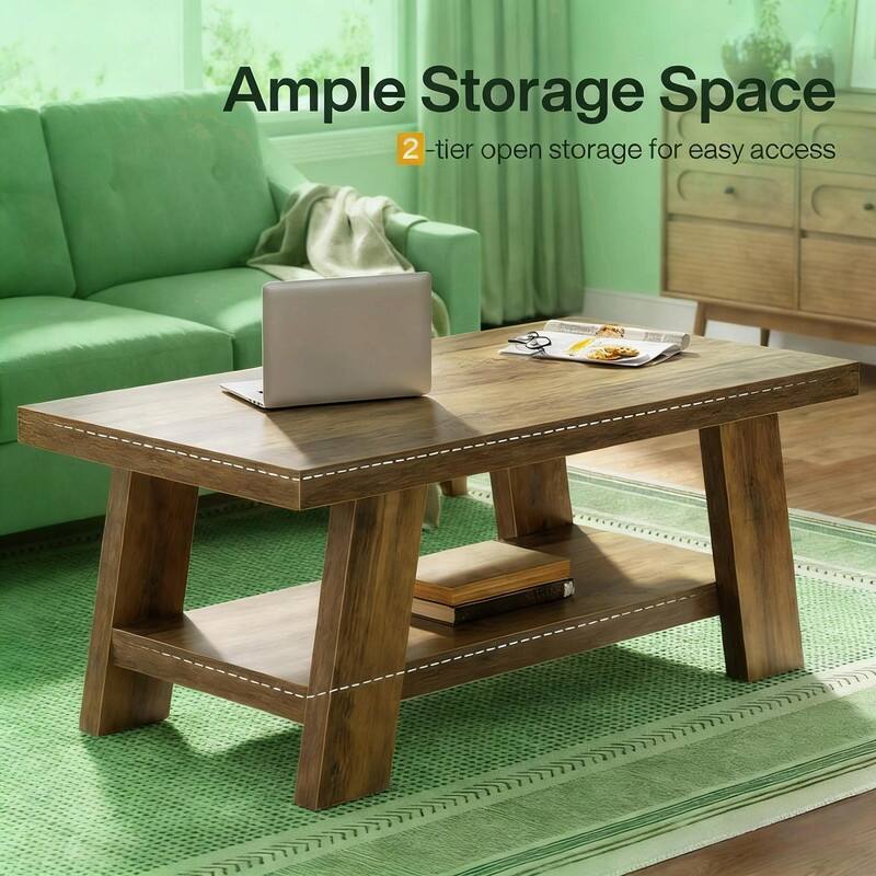 Rustic 2-Tier Tea Table - Spacious Coffee and Center Table