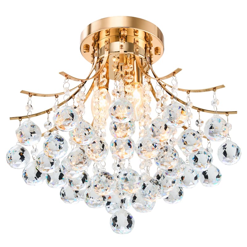 CO-Z 3-Light Crystal Raindrop Flush Mount Chandelier