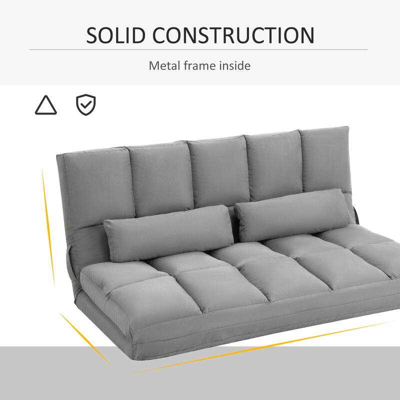 Light Gray Modern 51.3" Folding Upholstered Loveseat Chaise Lounges Chair with 2 Pillows and Adjustable Backrest