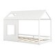 preview thumbnail 9 of 7, Twin Size House Bed with Roof and Window, Open Concept Design, White