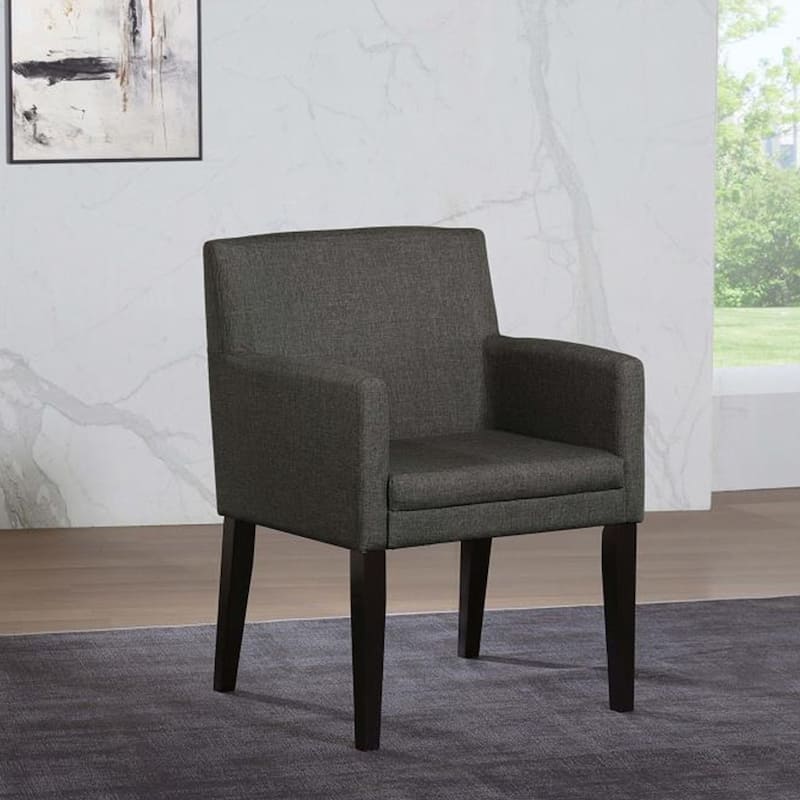Set of 2 Charcoal Grey Fabric Upholstered Dining Arm Chairs, Grey