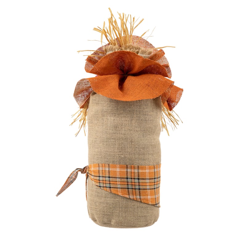Glitzhome 23.25"H Fall Linen Scarecrow Doorstop Porch Decor - 13"W x 12"D x 23.25"H