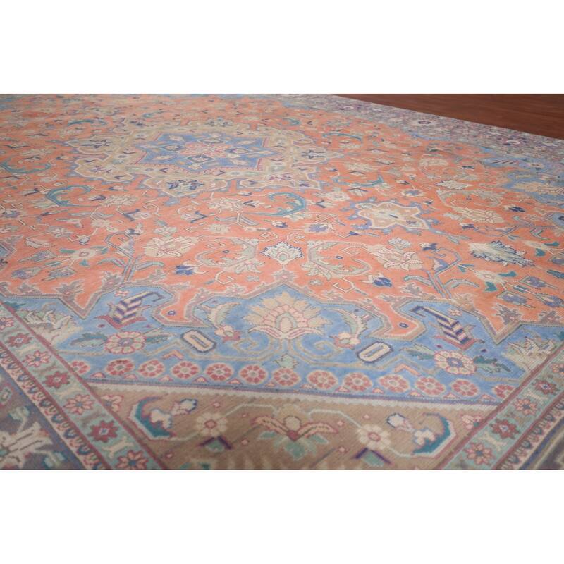 Tabriz Persian Vintage Area Rug Hand-Knotted Traditional Wool Carpet - 9'6"x 12'10"
