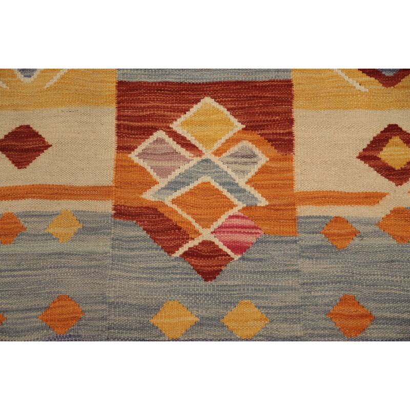 Hand Woven Oriental 100% Wool Carpet Southwestern Tribal Multi-Colored Kilim Area Rug - 4' 11'' X 3' 1''