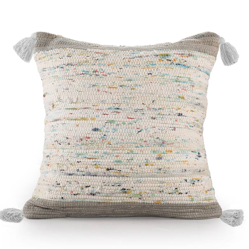 Sevita Handwoven Modern Abstract Cotton Throw Pillow, 20" x 20".