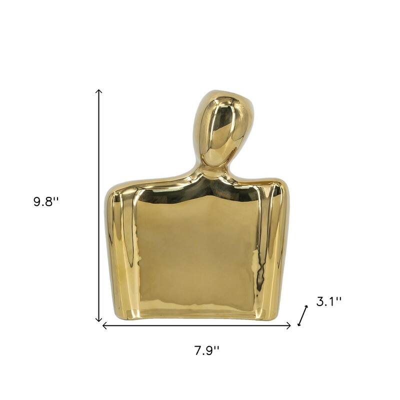 10" Gold Ceramic Modern Abstract Table Vase - 7.90