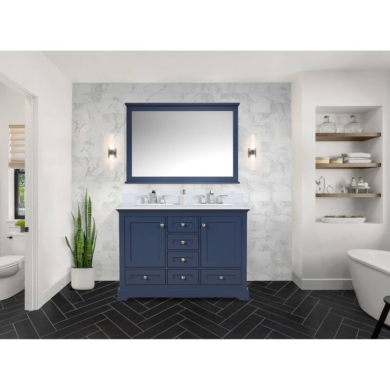 Dukes 48 in. W x 22 in. D Dark Grey Double Bath Vanity and White Quartz Top