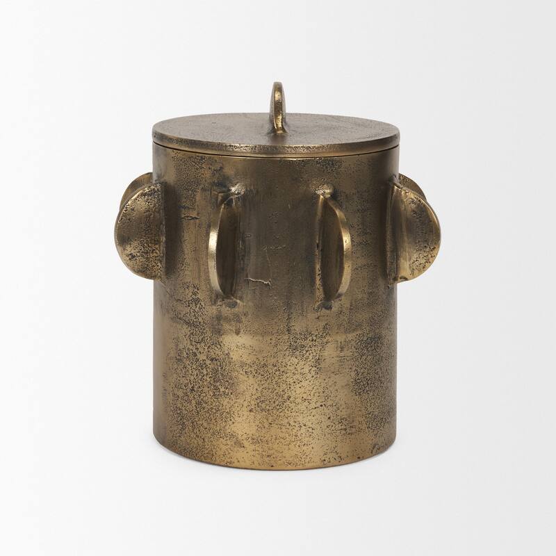 Deacon Large Matte Black Metal Canister with Sculptural Handles