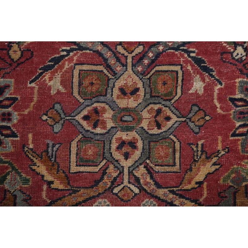 Pre-1900 Antique Sultanabad Persian Area Rug Hand-knotted Wool Carpet - 9'1" x 13'0"