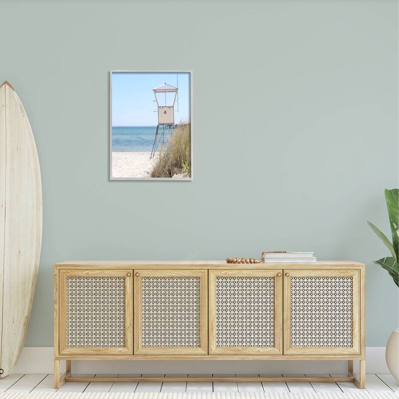 Stupell Summer Beach Hut Clear Skies Framed Giclee Art by Kim Allen