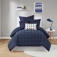 preview thumbnail 112 of 124, Intelligent Design Maize Cotton Jacquard Duvet Cover Set with Euro Shams and Throw Pillows Navy - Twin