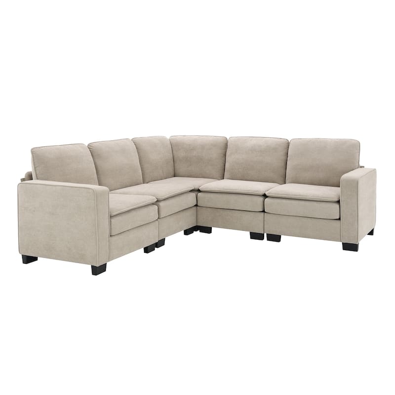 89*89" Oversized Velvet Modern Sectional Sofa,Large L Shaped Upholstered Indoor Furniture with Double Cushions