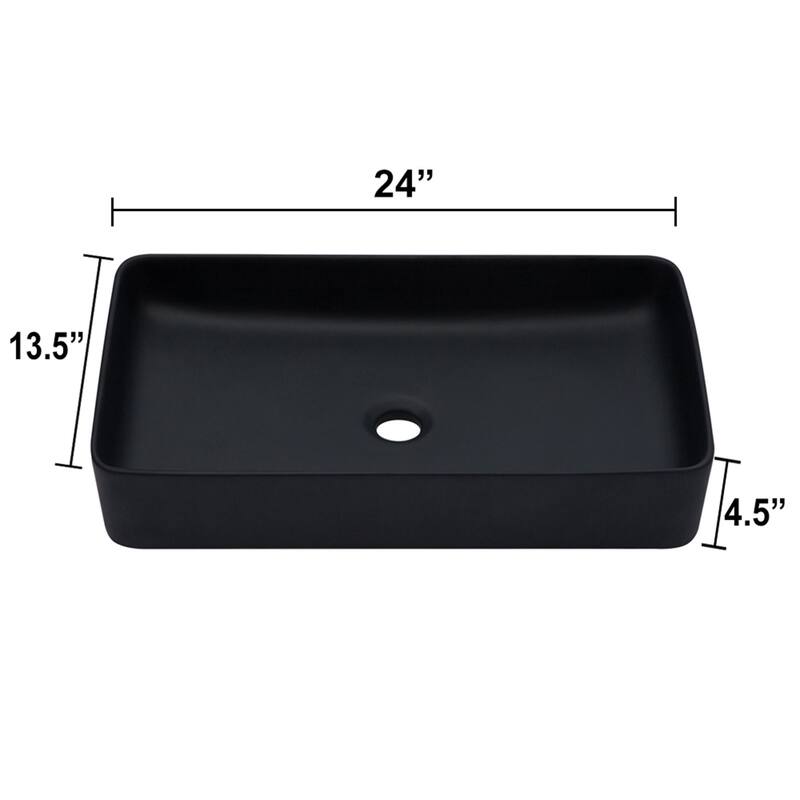 Black Vitreous China Rectangular Vessel Bathroom Sink Bed Bath