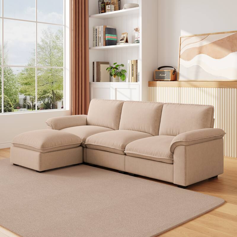 L-Shaped Computer Desk with 2 Cabinets and 2 Drawers, 11 Open Shelves and 1 Right Flip Shelf with Storage, with Power Outlet