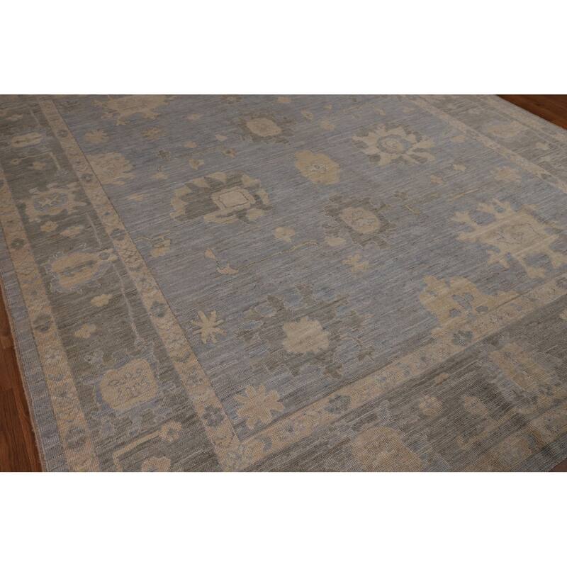 Blues Oushak Turkish Area Rug Handmade Wool Carpet - 8'0"x 9'10"