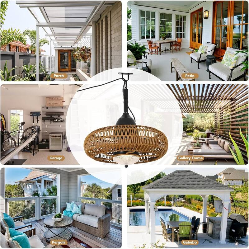 Waterproof Outdoor Ceiling Fan with Lights Remote Control