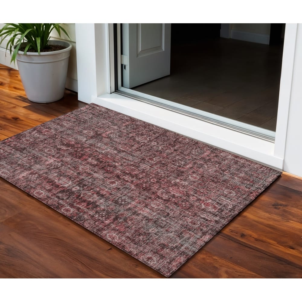 HomeRoots Damask Transitional Rectangle Outdoor Rug