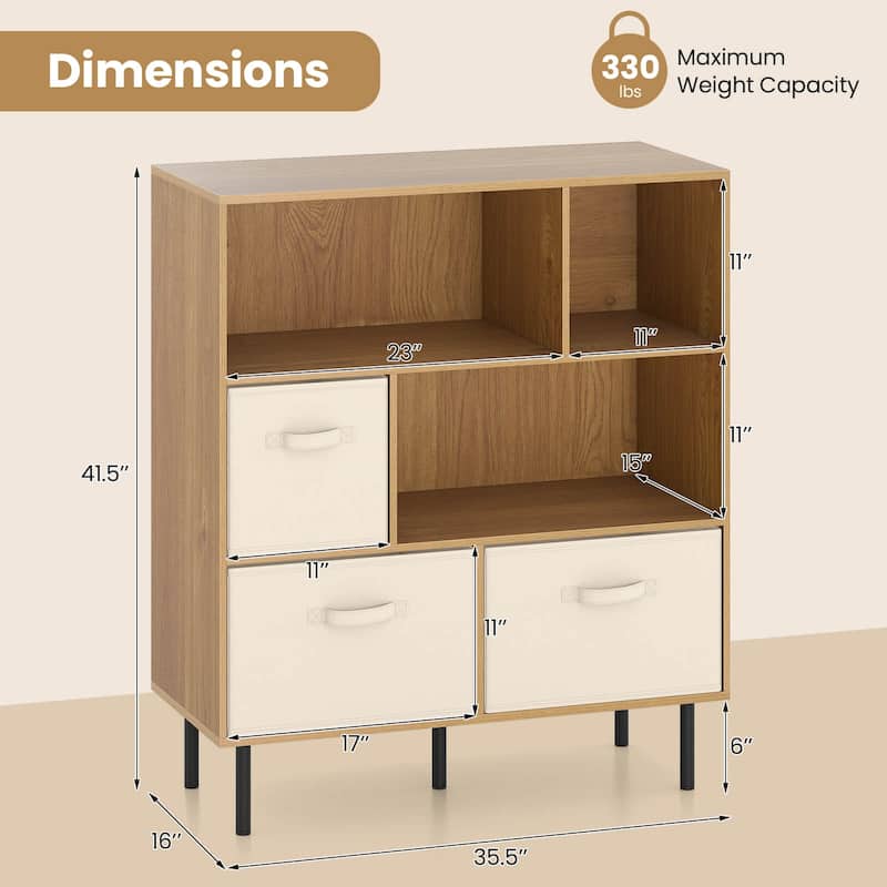 Costway 6-Cube Bookshelf with 3 Removable Folding Fabric Drawers Metal - See Details