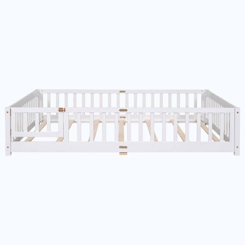 Durable Floor Platform Bed with Fence