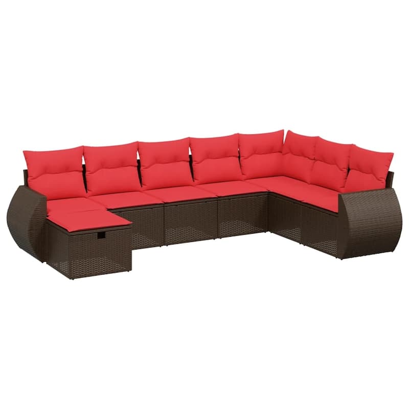 vidaXL Patio Sofa Set with Cushions Outdoor Conversation Furniture Poly Rattan - 24.4" x 24.4" x 27.2"