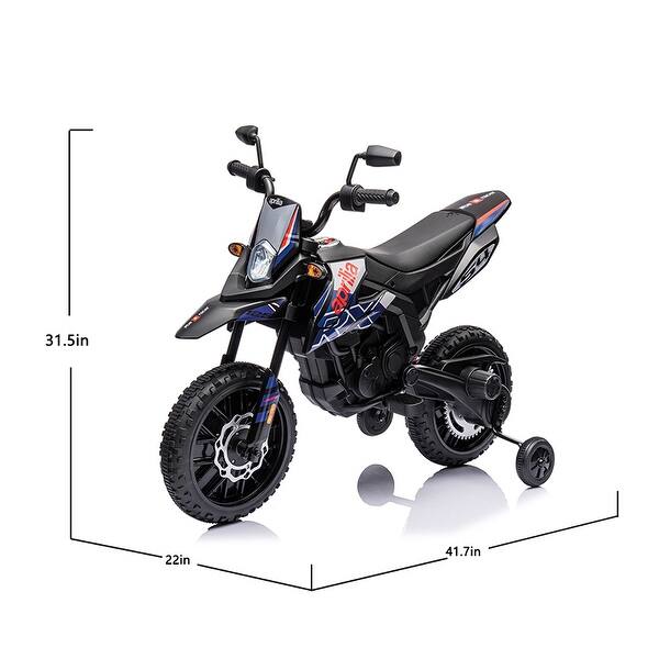 dimension image slide 0 of 2, 12V Kids Electric Motorcycle, Apulia Licensed, Battery-Powered Ride-On with LED Headlights, 2-Wheel, Ages 3-8