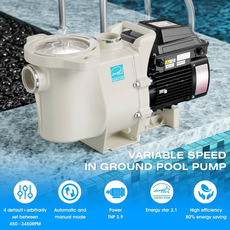 iLiving ILG8PP390-VS Variable Speed Above Ground Swimming Pool Pump, 3.9HP