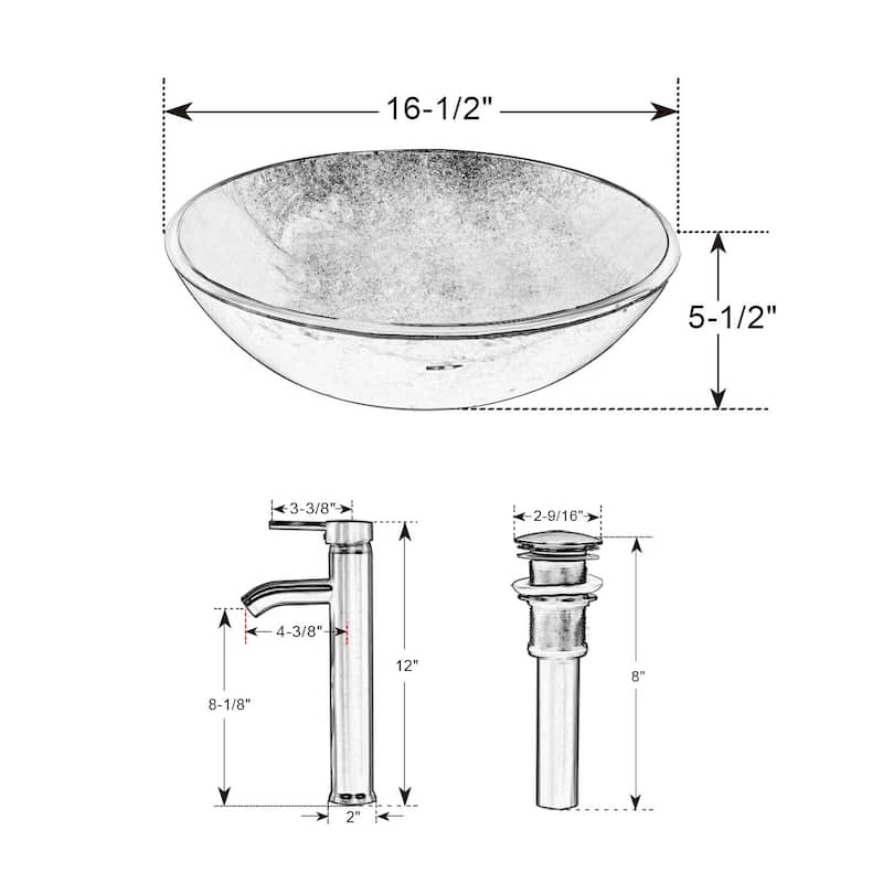 36" Bathroom Vanity Set Tempered Glass Ceramics Vessel Sink With Side Cabinet Combo