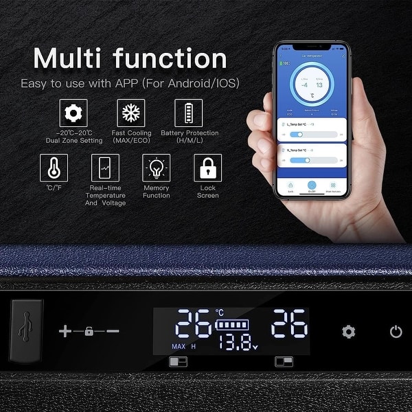dimension image slide 0 of 3, BODEGA 12V Portable Freezer Car Refrigerator, Dual Zone RV Car Fridge WIFI APP Control, 120/240V AC and 12/24V DC