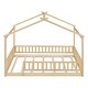 preview thumbnail 19 of 17, Modern Wooden Full Size House Bed Frame with Fence