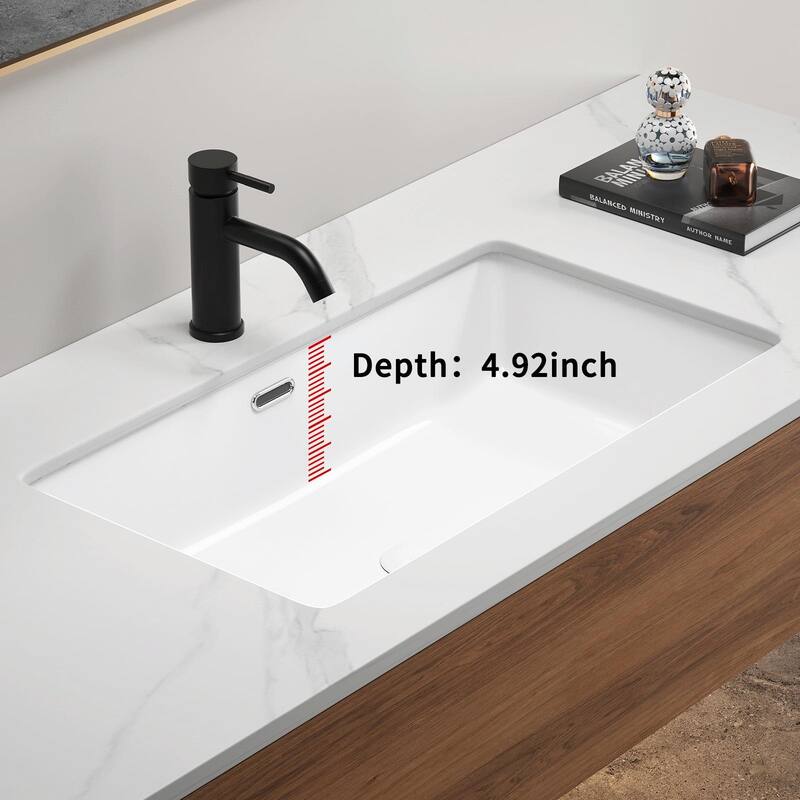 Eridanus Undermount Kitchen Sink - White Ceramic Sink, Deep Single Bowl (Without Bottom Grid and Strainer Drain