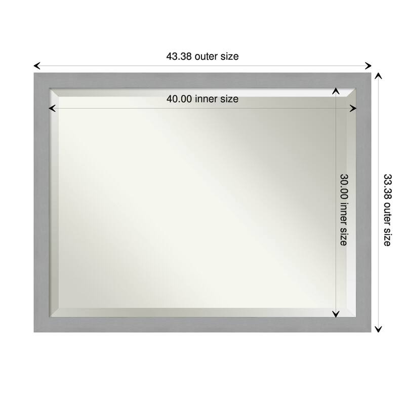 Beveled Wall Mirror - Brushed Nickel Frame - 43.5 x 33.5-inch - Brushed Nickel