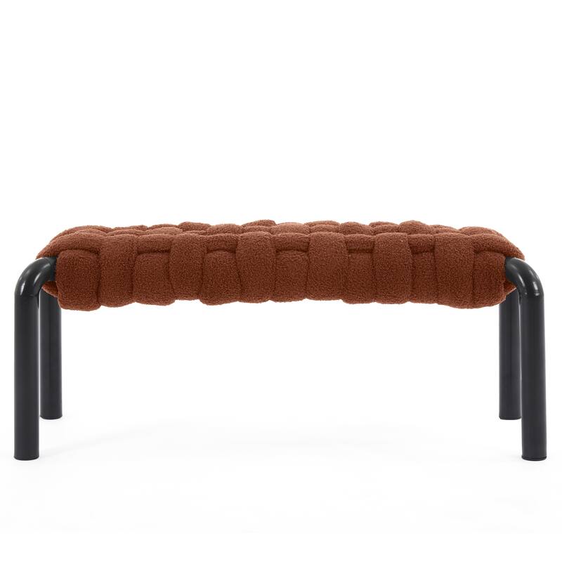 Christopher Knight Home - Teddy Braided Upholstered Bench with Black Metal Legs End-of-Bed Seating