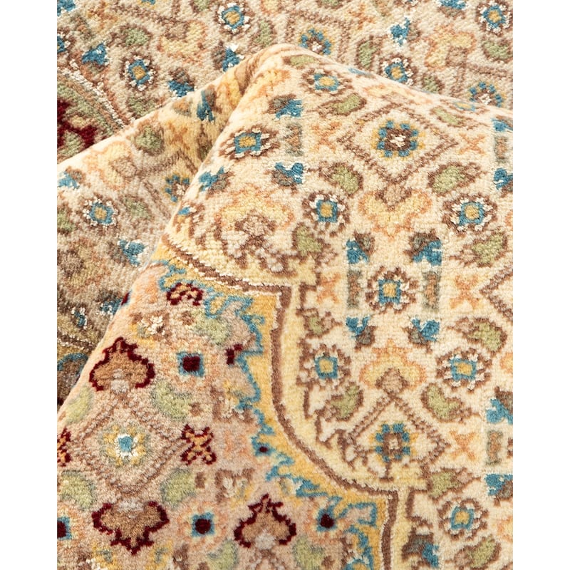 Overton Hand Knotted Wool Traditional Oriental Ivory Area Rug - 6' x 9'