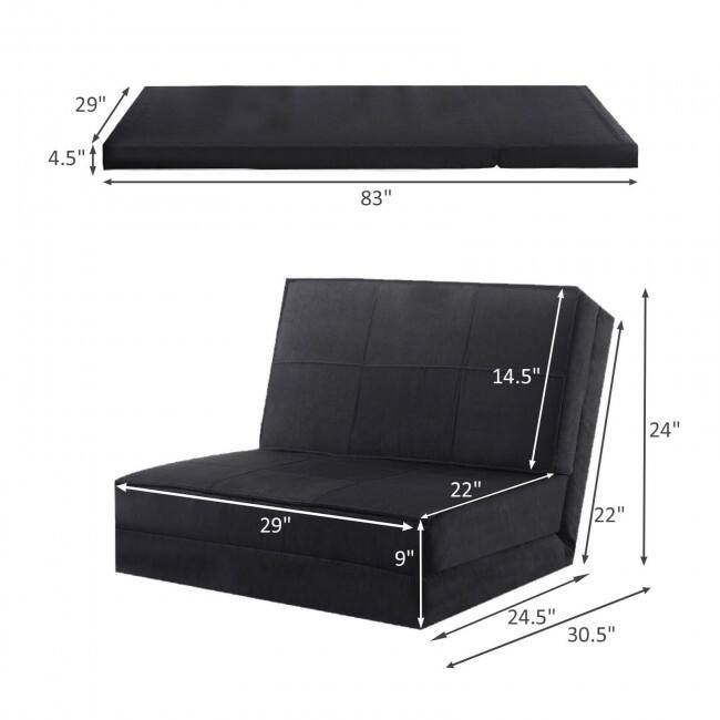 Convertible Lounger Folding Sofa Sleeper Bed - 83" x 28.3" x 4.5"(L x W x H)