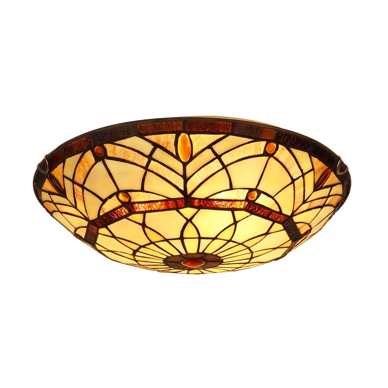 Victorian Tiffany-Style 3-Light Black Finish Ceiling Flush Fixture 16" Shade