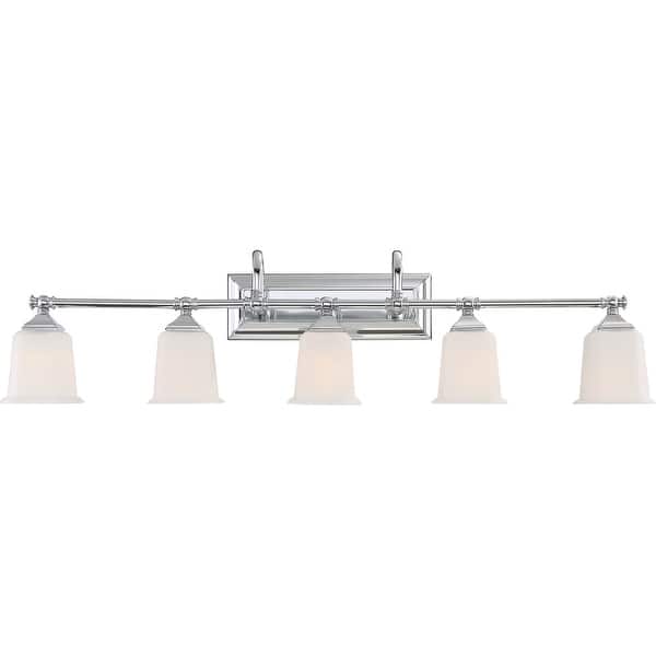 slide 2 of 3, Nicholas 5-Light Bathroom Vanity Light in Polished Chrome Polished Chrome
