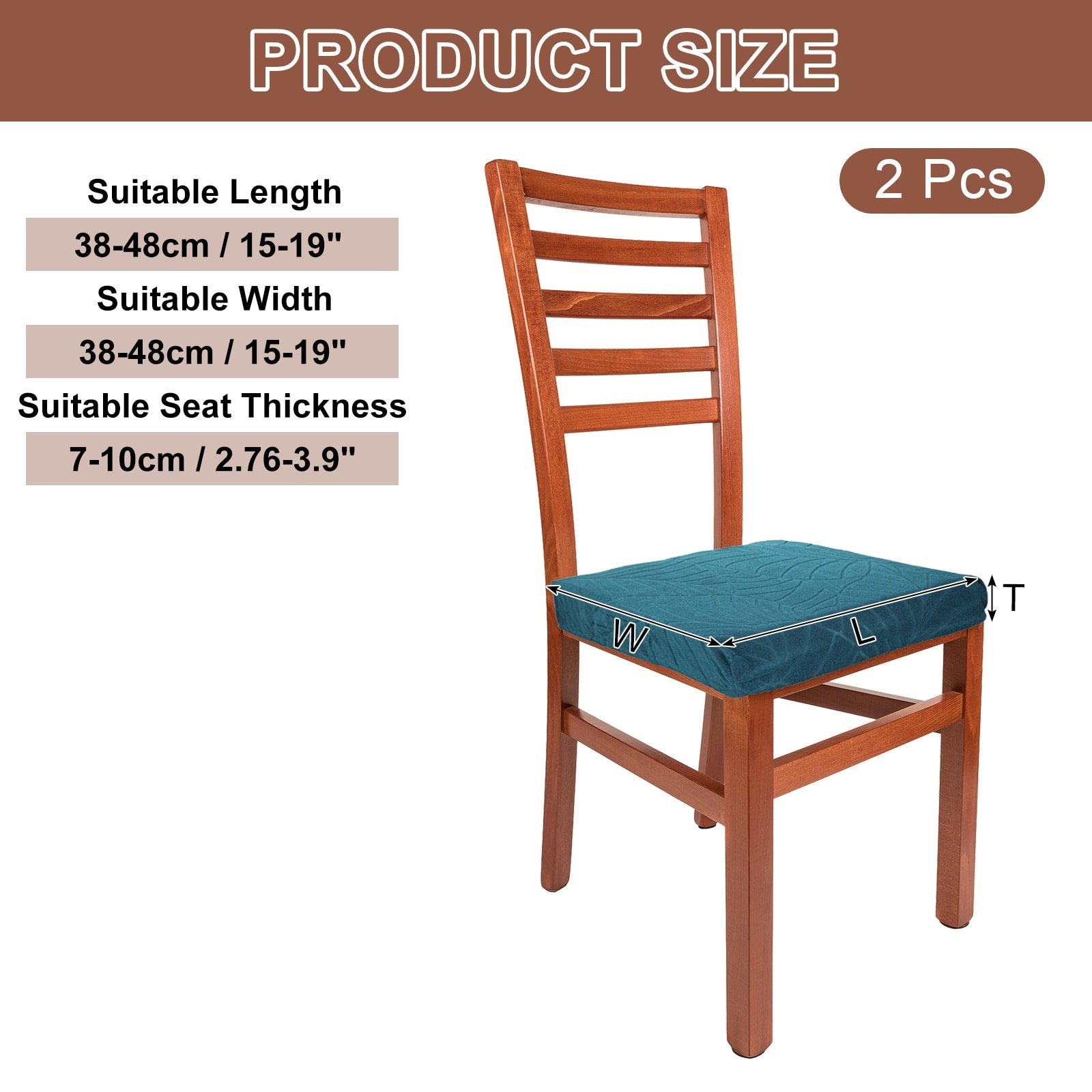 Stretch Seat Covers, Jacquard Dining Room Chair Seat Slipcover Washable Removable Cushion Protector, Leaf Pattern