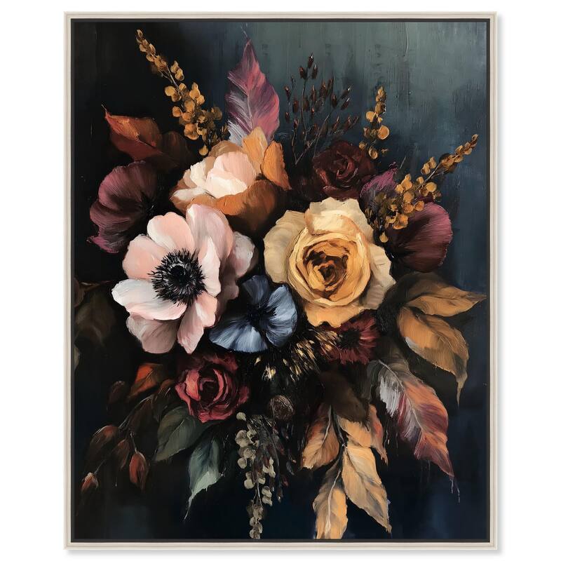 Velvet Night Bloom II Canvas by Art Remedy - 36" x 45" - Silver