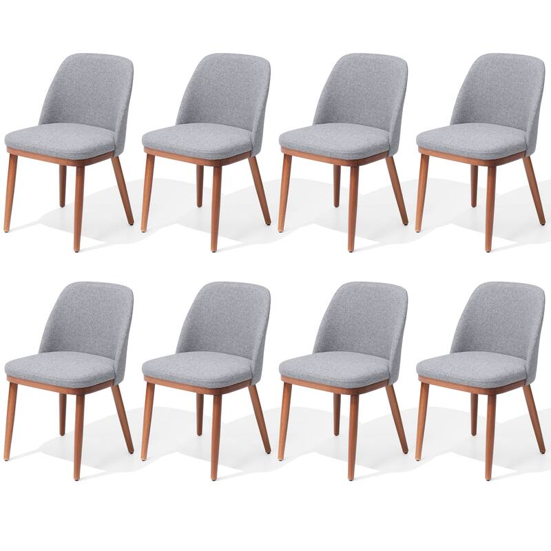 Crestlive Products Upholstered Wood Dining Chairs with Wood Legs - Light Grey - 8PC
