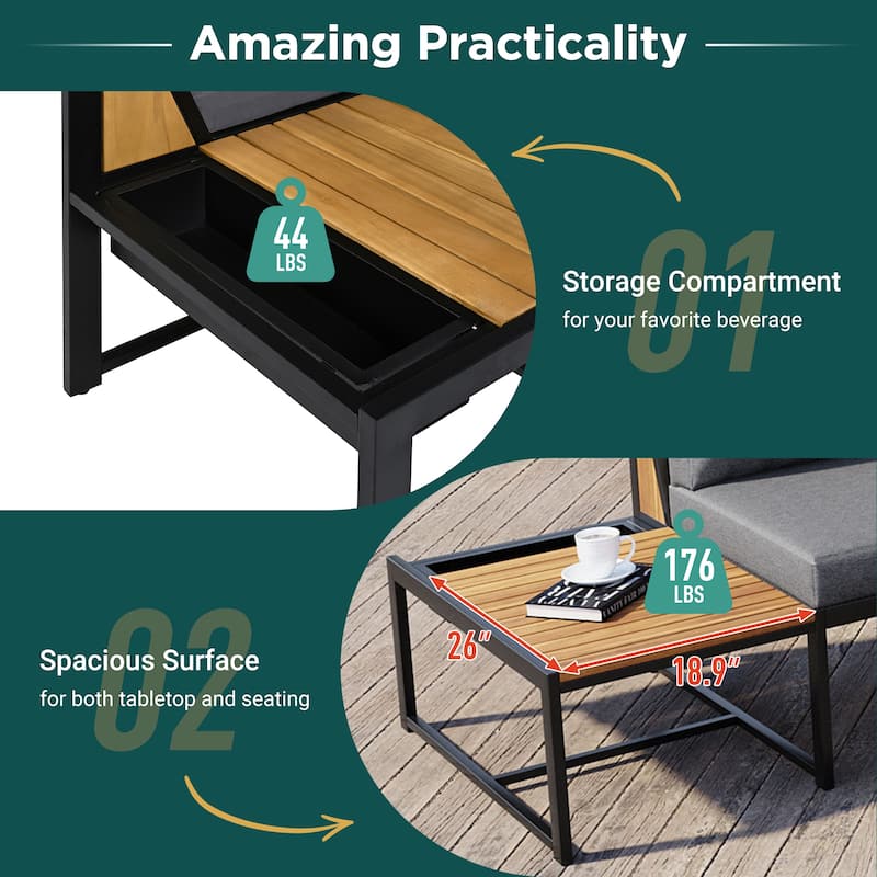 4-Piece Outdoor Sofa Set with Waterproof Cushions and Durable Iron-Wood Design