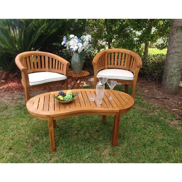 Chic Teak Peanut Teak Wood Outdoor Patio Coffee Table Overstock 31566536