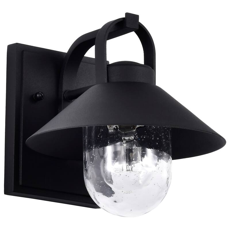 Ridge Small Outdoor Lantern Black Finish Clear Seeded Glass - Black